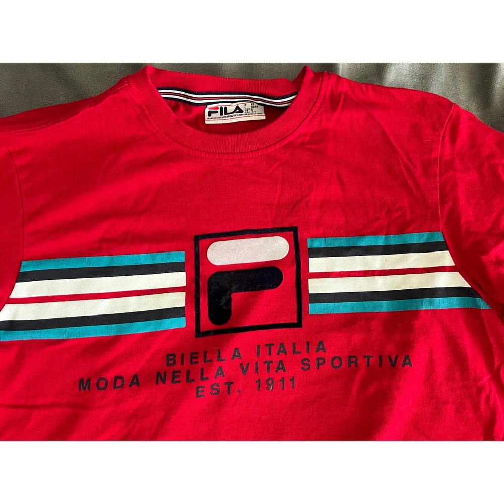 Fila Mens Red Biella Italia Graphic T-Shirt World Cup Style Cotton Large
